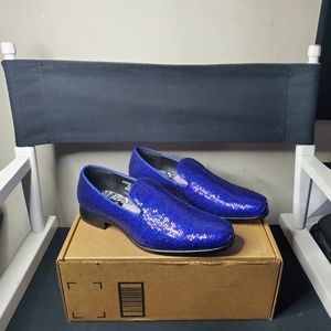 AFTER MIDNIGHT 6865 Mens Smoker with Sequins Dress Loafer Size 7, Royal Pearl